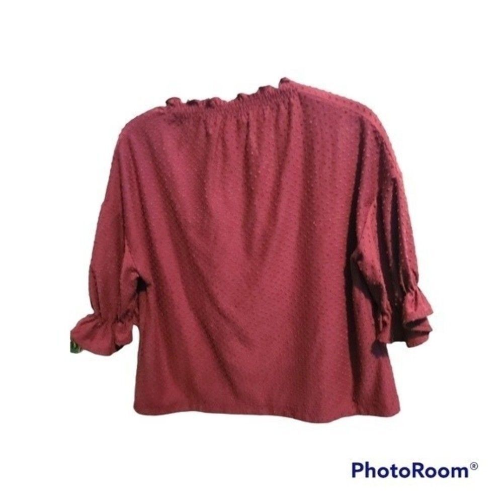 Madewell Texture & Thread Rust Clipdot Ruffle Top - Picture 5 of 8
